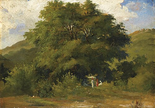 Landscape with Women under a large tree, 1854, Camille Pissarro