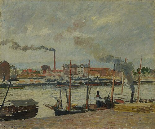 Rouen. Quai de la Bourse, pluie, 1898, Camille Pissarro