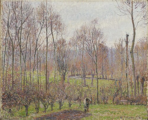 Peupliers, temps gris, Éragny, 1895, Camille Pissarro