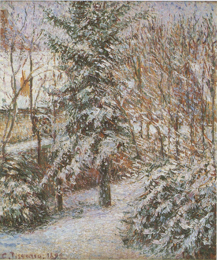Coin de jardin, neige, Éragny, 1892, Camille Pissarro