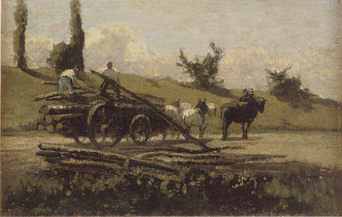 La charrette de bois, 1862, Camille Pissarro