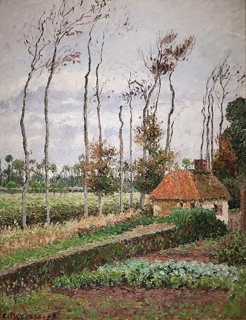 Le potager du manoir d'Ango, Varangeville, temps gris, 1899, Camille Pissarro