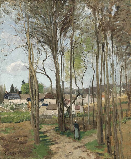 Le village à travers les arbres, , Camille Pissarro