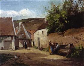Coin de village, femmes causant, 1863, Camille Pissarro