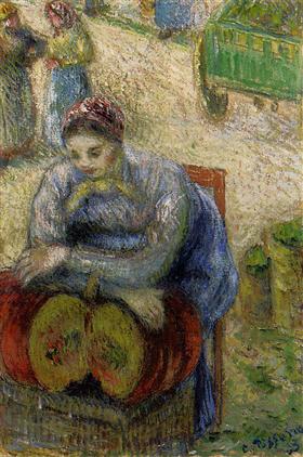 Vendeuse de citrouille au marché, 1873, Camille Pissarro