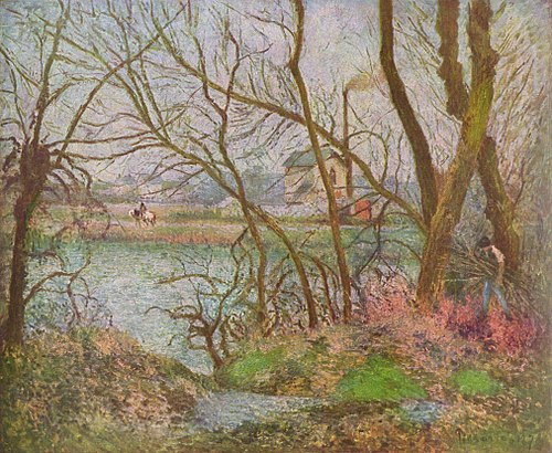 Banksof the Oise, near Pontoise, Winter, 1878, Camille Pissarro