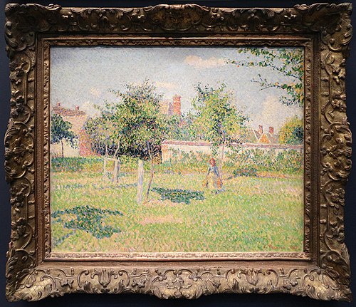 Femme dans un clos, soleil de printemps dans le pré à Éragny, 1887, Camille Pissarro