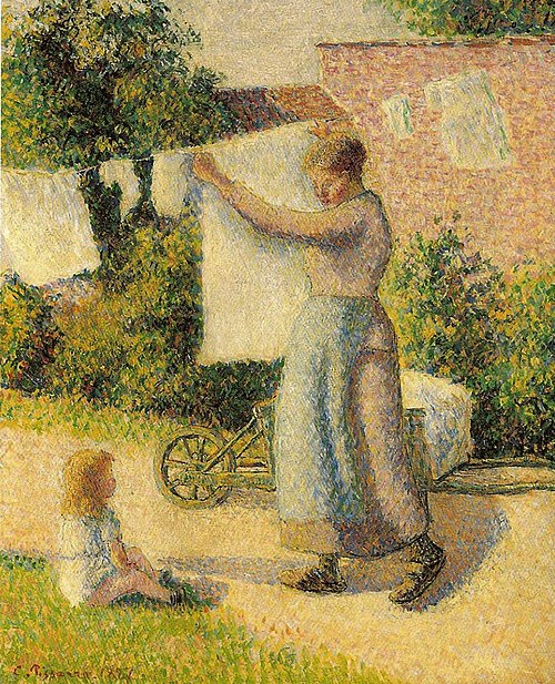 Femme étendant du linge, 1887, Camille Pissarro
