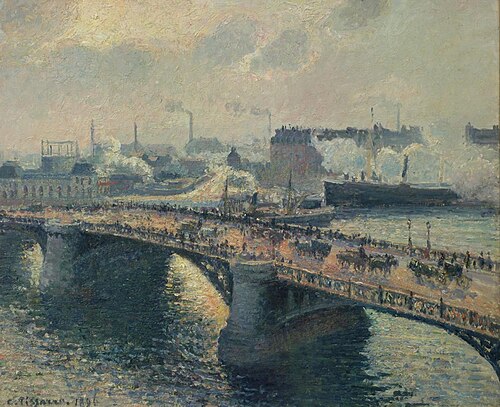 Pont Boieldieu, Rouen, Sunset, Smoke, 1896, Camille Pissarro