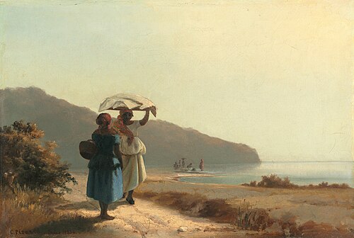 Deux Femmes causant au bord de la mer, Saint-Thomas, 1856, Camille Pissarro