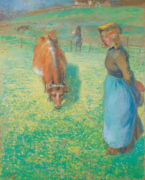 Peasant woman looking after a cow, Osny, 1883, Camille Pissarro