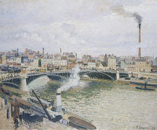 Le Pont Boieldieu à Rouen, matin, temps mouillé, 1896, Camille Pissarro