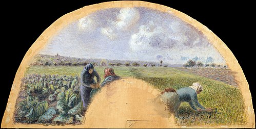Fan Mount: The Cabbage Gatherers, 1878, Camille Pissarro