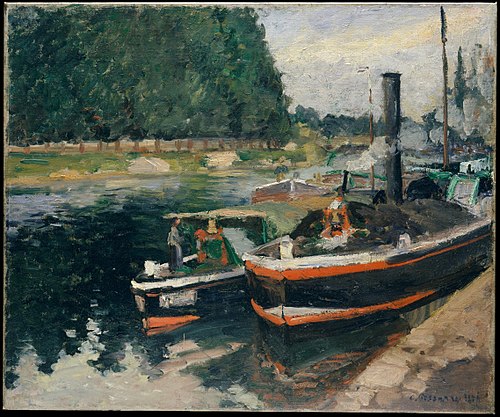 Barges à Pontoise, 1876, Camille Pissarro