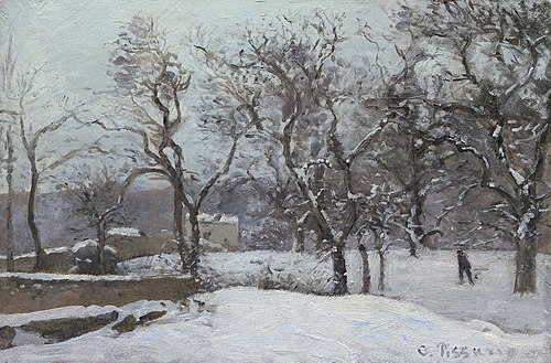 Parc du château du Pont sous la neige, Louveciennes, 1870, Camille Pissarro