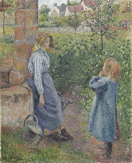 Woman and Child at the Well, 1882, Camille Pissarro