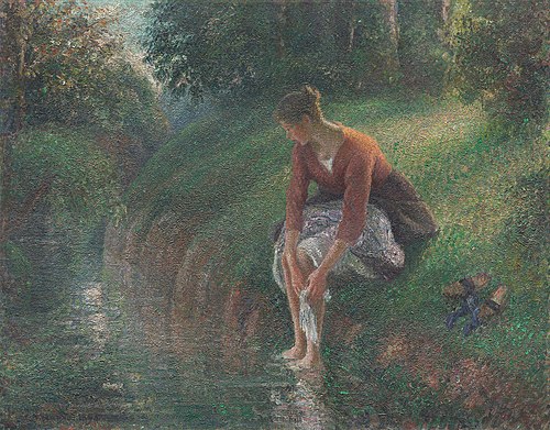 Woman Bathing Her Feet in a Brook, 1894, Camille Pissarro