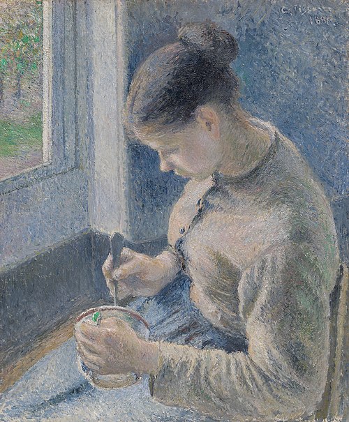 Young Peasant Having Her Coffee, 1881, Camille Pissarro