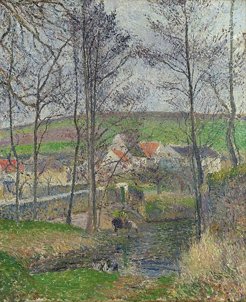 The banks of the Viosne at Osny in grey weather, winter, 1883, Camille Pissarro