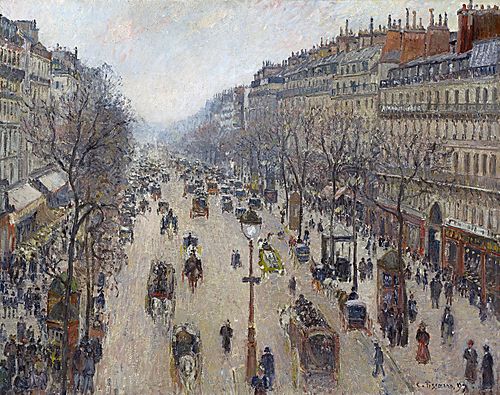 Boulevard Montmartre, morning, cloudy weather, 1897, Camille Pissarro