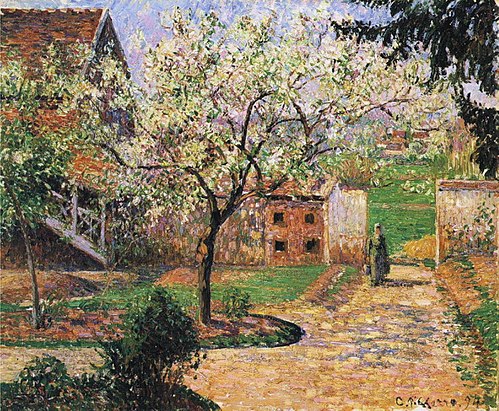Plum Trees in Blossom, Éragny, 1894, Camille Pissarro