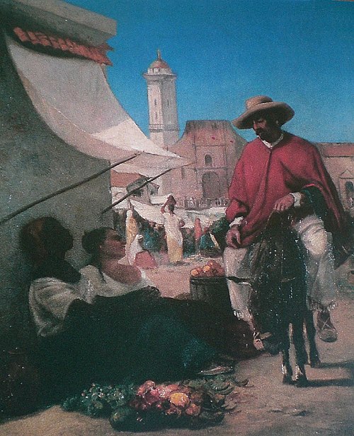 Scène de marché sur la Plaza Mayor, Caracas, 1850, Camille Pissarro