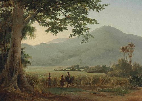 Personnages discutant au bord d'un chemin, 1856, Camille Pissarro
