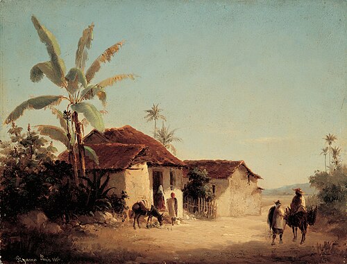 Paysage avec masures et palmiers, 1856, Camille Pissarro