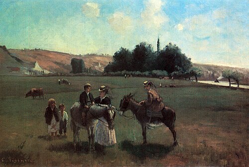 Promenade en ânes à La Roche-Guyon, 1865, Camille Pissarro