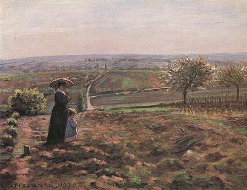 La Route de Rouen, les hauteurs de l´Hautil, Pontoise, 1872, Camille Pissarro