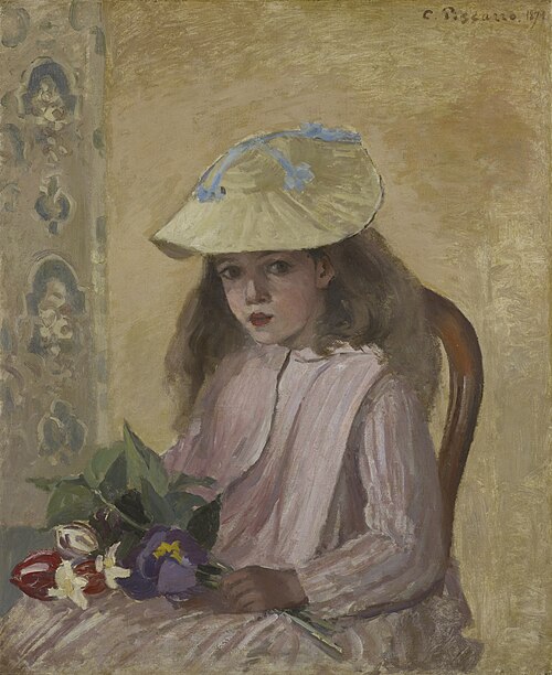 Jeanne Pisarro dite Minette au bouquet, 1872, Camille Pissarro