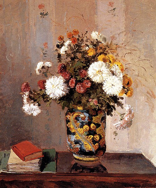 Chrysanthèmes dans un vase chinois, 1873, Camille Pissarro