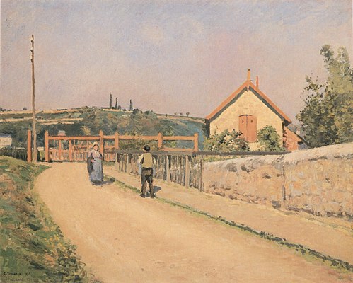 La Barrière du chemin de fer aux Pâtis, près Pontoise, 1874, Camille Pissarro