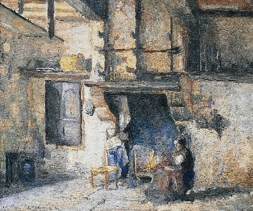 The Kitchen in Piette's House, Montfoucault, 1874, Camille Pissarro