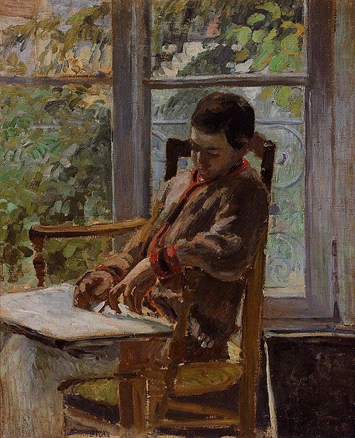 Lucien Pissarro dans un intérieur, 1874, Camille Pissarro