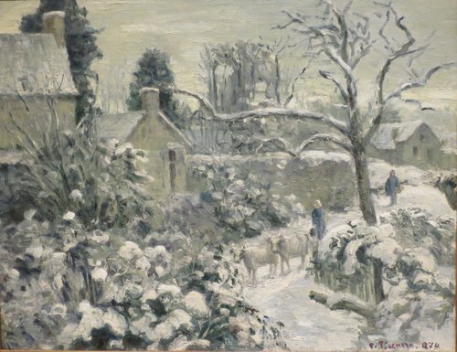 Paysage de neige avec des vaches à Montfoucault, 1874, Camille Pissarro
