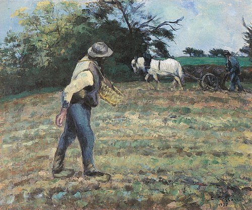 Le Semeur et le Laboureur, Montfoucault, 1875, Camille Pissarro
