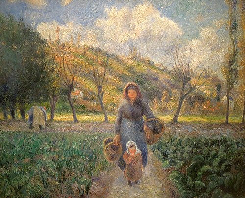 Paysanne et enfant revenant des champs, Auvers-sur-Oise, 1881, Camille Pissarro