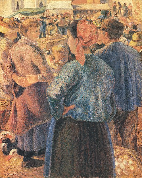 La Marché a la volaille, Pontoise, 1882, Camille Pissarro