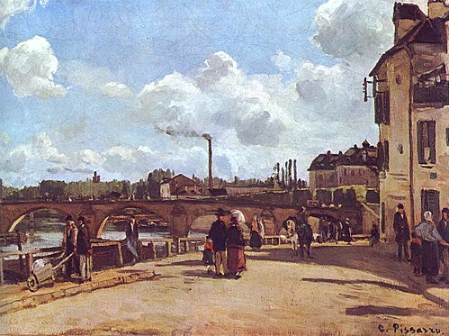 Vue de Pontoise Quai du Pothuis, 1868, Camille Pissarro