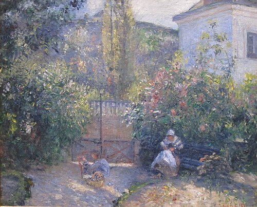 Garden at L'Hermitage, the 'Red House', Pontoise, 1877, Camille Pissarro