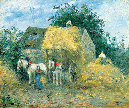 La Charrette de paille, Montfoucault, 1879, Camille Pissarro