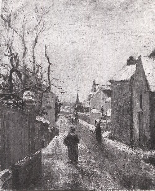 Rue de l´Hermitage, Pontoise, effet de neige, 1879, Camille Pissarro
