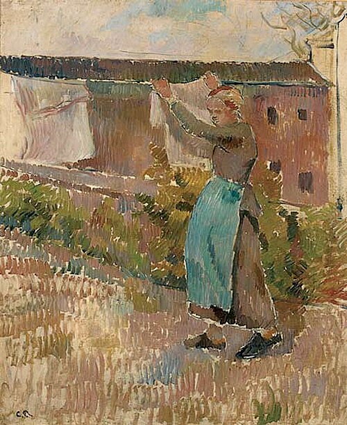 Femme étendant du linge, étude, 1887, Camille Pissarro