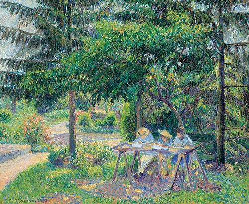Children Seated at a Table in the Garden, Éragny, 1892, Camille Pissarro
