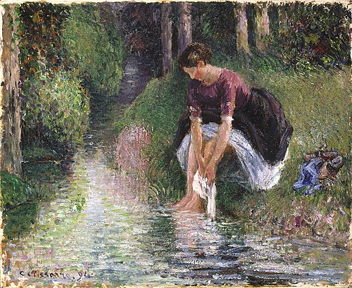 Femme lavant ses pieds dans un ruisseau, 1894, Camille Pissarro