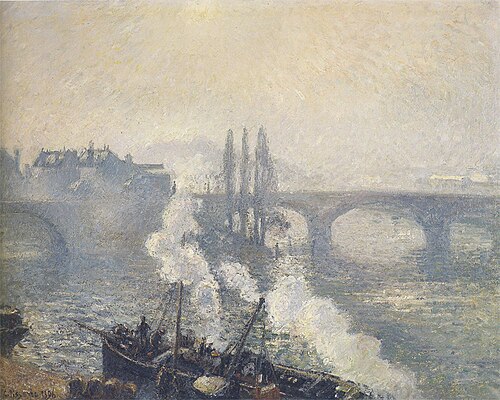 Le Pont Corneille à Rouen, brume du matin, 1896, Camille Pissarro
