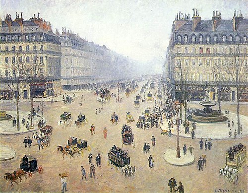 Place du Théâtre-Francais et l'Avenue de l'Opéra, temps brumeux, 1898, Camille Pissarro