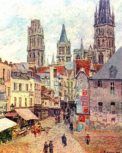La Rue de L'Épicerie à Rouen, matin, temps mouillé, 1898, Camille Pissarro
