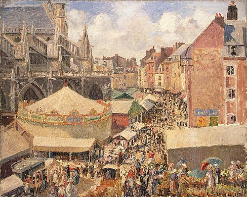 Foire à Dieppe, matinée ensoleillée, 1901, Camille Pissarro